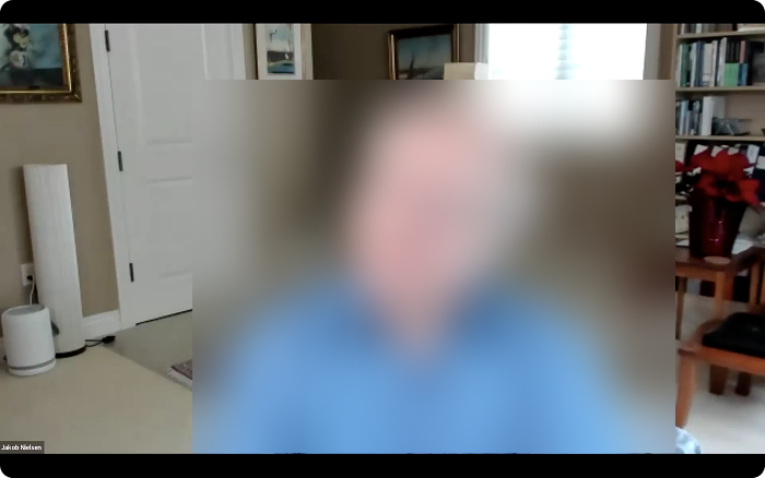 Blurred out image of interview participant